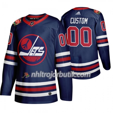 Män Ishockey Winnipeg Jets tröja med eget tryck Adidas 2019 Heritage Classic Navy Authentic